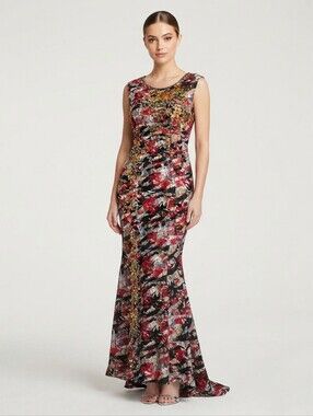 NWOT Custom Made Multicolor Beaded Lace Mermaid Gown Size 4